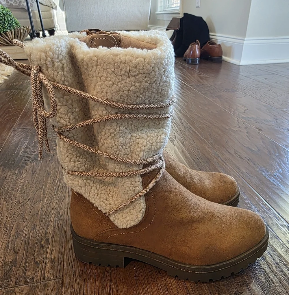 Life Stride Womens Saratoga Mid Calf Winter Boots Size 6.5 Brown Suede Warm